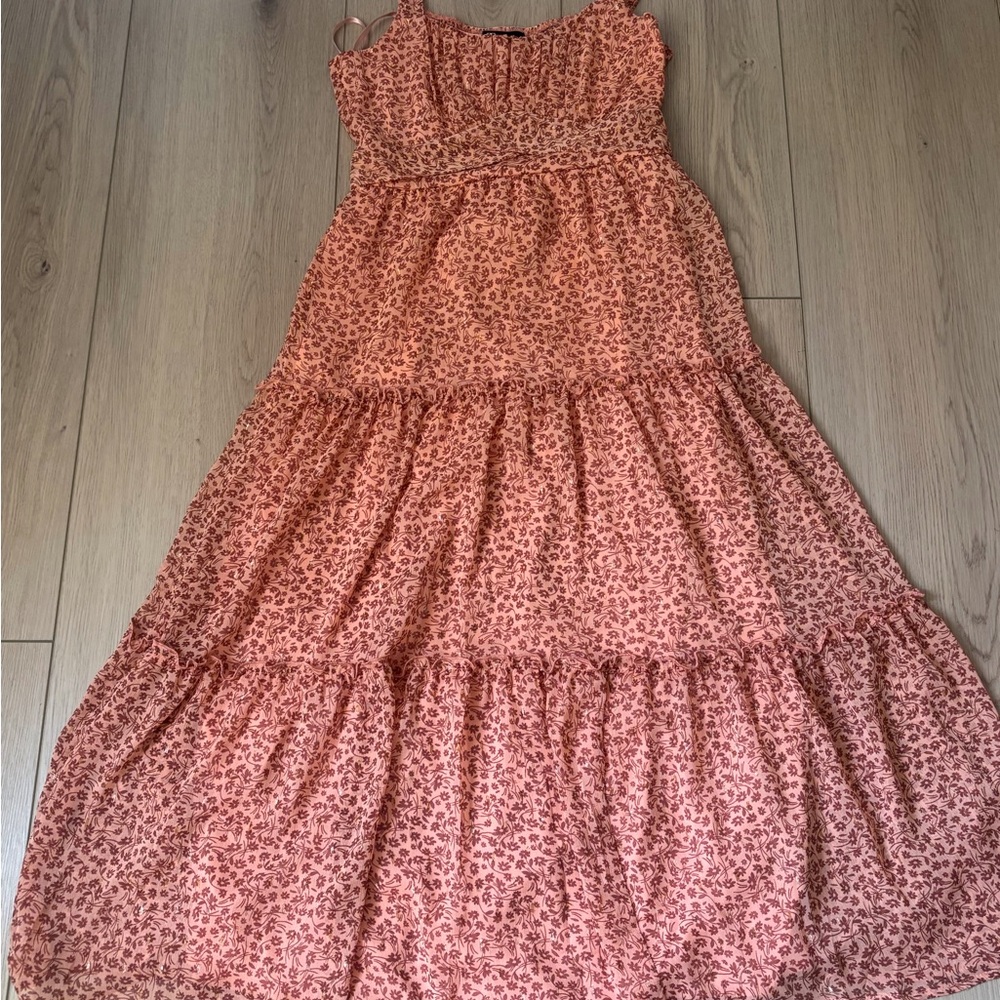 Trixxi Coral Floral Tiered Maxi Dress
